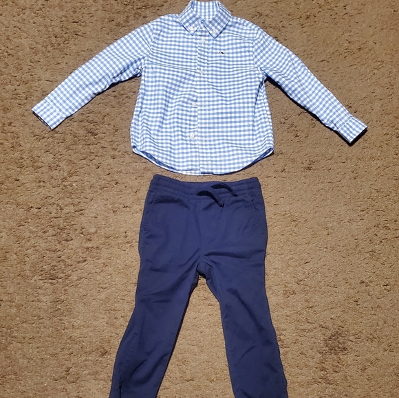 Vineyard Vines Other - Vineyard Vines Performance Blue Checkered Shirt and Navy Pants Set